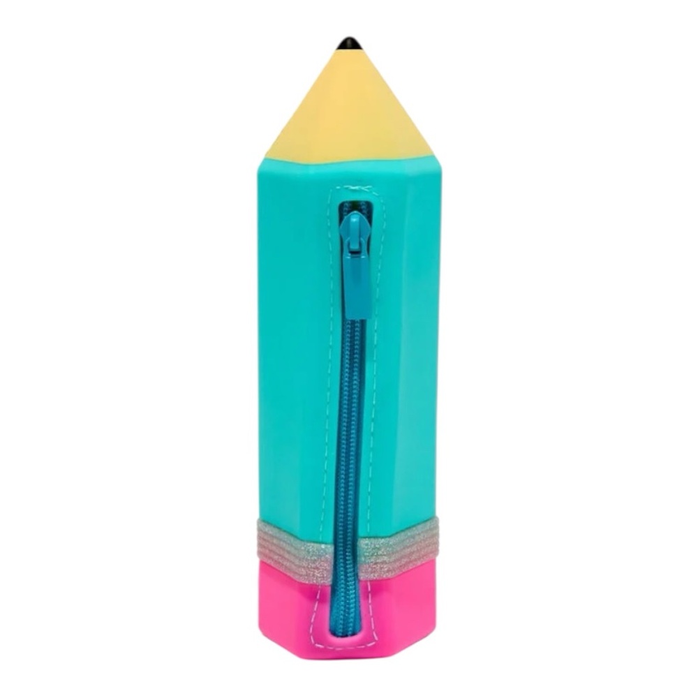 Pouch Pencil shaped Turquoise/Blue No. 2 Claire’s Pencil Case. zipper pull. New